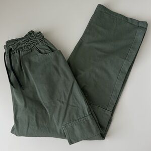Women’s Green Cargo Pants Size S - Elastic Waist - Casual Utility Style